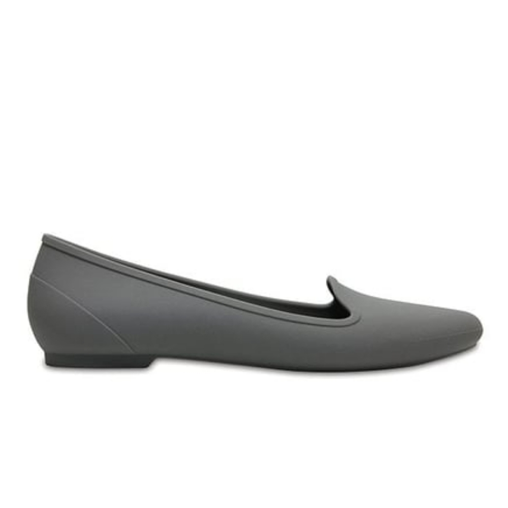Crocs Eve Slate Grey Comfort Preppy Vacation Resort City Flat Ballets - Women's